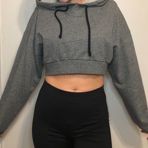 Forever 21 Crop Top Sweater Sz M Grey